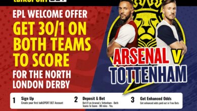 اجعل كلا الفريقين يسجلان في ديربي شمال لندن يوم الأحد بسعر ضخم 30/1 مع الرهان talkSPORT ستاديوم بوست