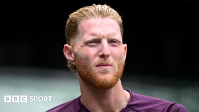 Ben Stokes looks on
