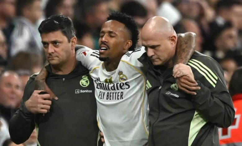 يخشى ريال مدريد من احتمال غياب إيدير ميليتاو لمدة أربعة أشهر بسبب إصابة في أوتار الركبة