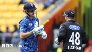 Harry Brook walks off in Wellington after being dismissed