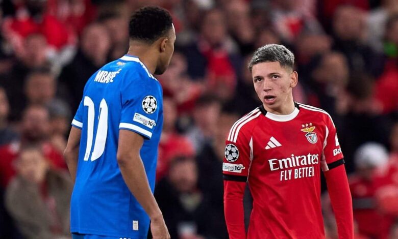 فينيسيوس جونيور: الاتحاد الأوروبي لكرة القدم سيمنع جيانلوكا بريستياني لاعب بنفيكا من المشاركة في مباراة ريال مدريد بعد إساءة مزعومة